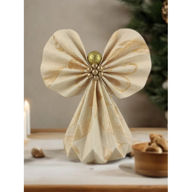 product Image for Óriás beige, arany papírangyalka polcdekoráció OPA27