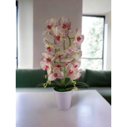 Kétszálas élethű orchidea krém-lila cirmos színben OR202KRLI