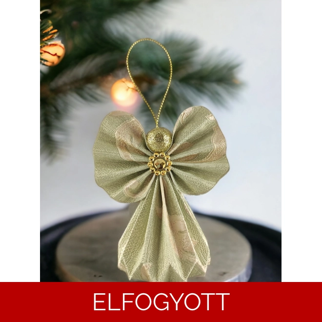 product Image for Olívazöld, beige mintás papírangyalka PANAR0062