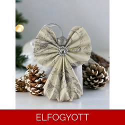 Fehér, ezüst mintás papírangyalka PANEZ0050