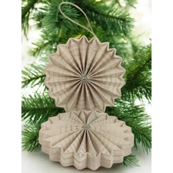 Beige mintás rozetta formájú 2 darabos karácsonyfadísz szett ROZ2013