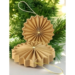 Beige rozetta formájú 2 darabos karácsonyfadísz szett ROZ2019