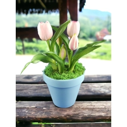 Élethű rózsaszín tulipánok kaspóban TUE521RS