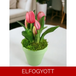 Élethű pink tulipánok kaspóban TUE526PK