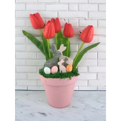 Piros tulipánok kaspóban nyuszikkal TUG539PS
