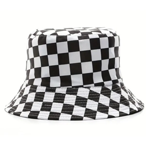 Black & White Chequered Checkerboard Pattern Square Bucket..