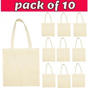 10 x 100% COTTON SHOPPING PLAIN BAGS ECO FRIENDLY TOTE SHO..