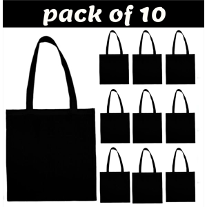 10 x 100% COTTON SHOPPING PLAIN BAGS ECO FRIENDLY TOTE SHO..