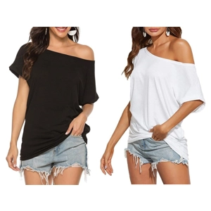Poetsky Women's Long Sleeve Tops Shoulder Loose casual