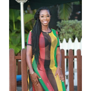 Rasta Mesh Bodycon Dress – Boho Reggae Cotton Cover-Up wit..
