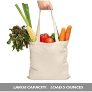 100% Cotton Canvas Tote Bag – Reusable Hand/Shoulder Shopping Bags