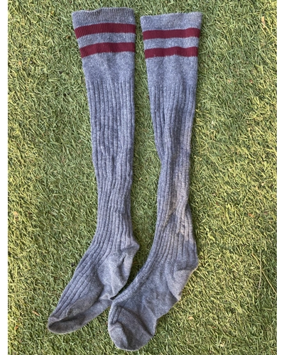 Knee-High Socks (Grey & Maroon)
