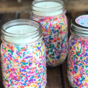 Custom Sprinkle Party Favor Candles (Minimum order of 50 for 4 oz size)
