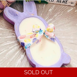 Bunny Wooden Dough Bowl Candle