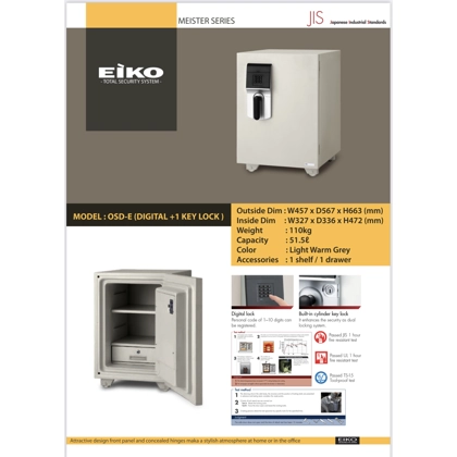 Safe Locker EIKO osd-e digital + 1 key Lock