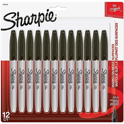 Sharpie Permanent Markers | Fine Point | Black | 12 Count