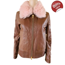 Bogner leather jacket with pink fur
