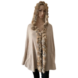 Cape with real fur and hood