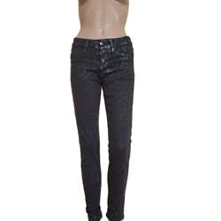 Dylan George leopard print gray jeans