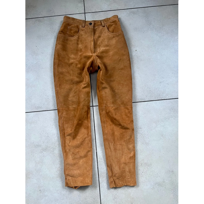 Additional Image for Vintage genuine suede leather pants, XS-S