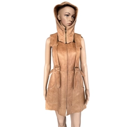 Vintage Bally leather sleeveless dress with hood