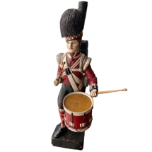 19th Century Scottish Carved Polychrome Wood Figure of Military Drummer 110cm