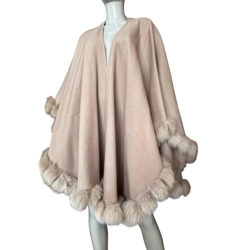 Claire Paris wool poncho with real fox fur