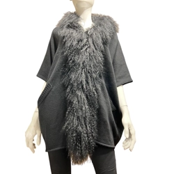 Brand Leonardo black cardigan with real  fur