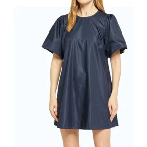 Vila mini blue dress with puffed sleeves.