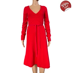 Sisley red wool dress, M