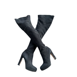 Black Suede Over The Knee Boots High Heels EU 38,5