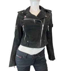 Suede leather biker style black  brand Mission leather