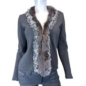 Stefanel sweater with fur trim, RN0101102