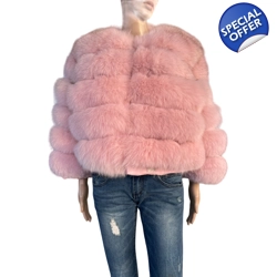 Richmond pink fox fur coat, L-XL
