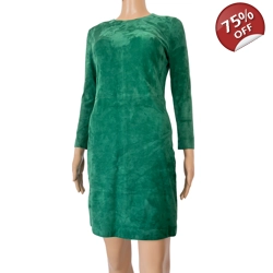 ENES suede leather green dress, IT38-XS