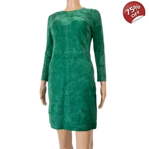 ENES suede leather green dress, IT38-XS