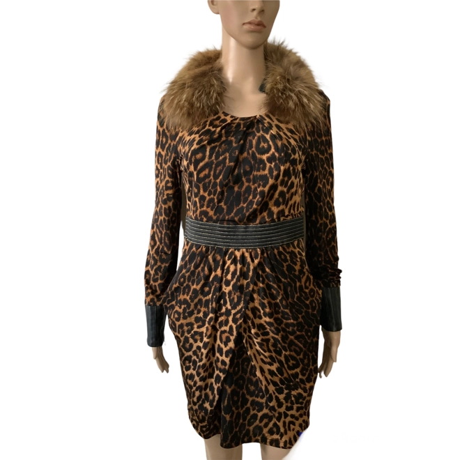 product Image for Leopard dress with fox fur