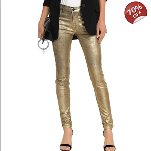 J Brand Gold Maria High-rise Metallic Skinny Jeans