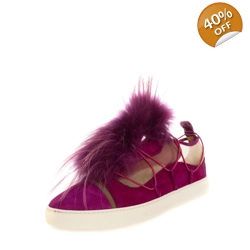 DSQUARED2 Leather Sneakers with Raccoon Fur