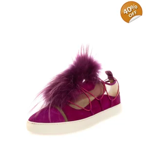 DSQUARED2 Leather Sneakers with Raccoon Fur