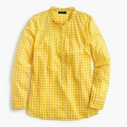 J.Crew Ruffle classic popover shirt in mini windowpane