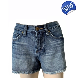 7 For All Mankind bootcut denim ripped shorts