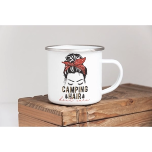 Camping Hair Don't Care - Enamel Mug