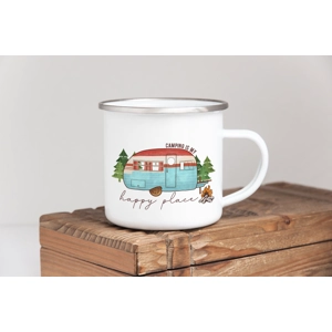 Camping Is My Happy Place - Enamel Mug