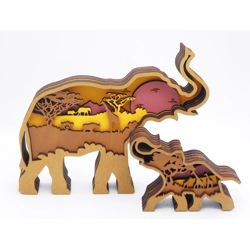 Wooden 3D Elephants