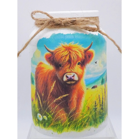 Hand decorated Highland Cow Jar