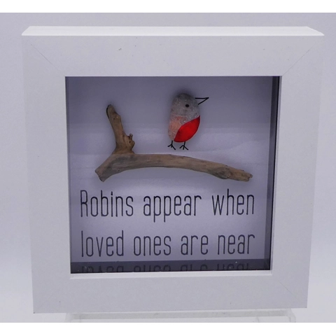 Handmade Robin pebble picture