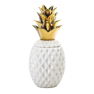 Porcelain Pineapple Jar with Gold Leaves