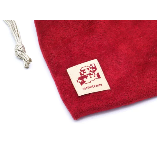 Club Nintendo 3DS Reversible Drawstring Pouch Official Mario kinahaku Red Limited Edition. 8”x5”