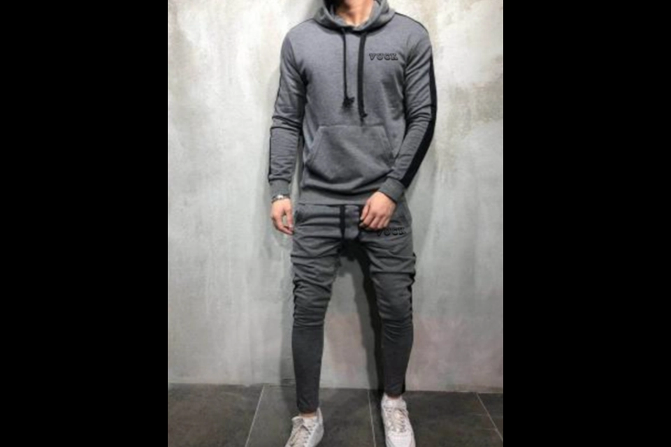 Mens Grey & Black striped Tracksuit